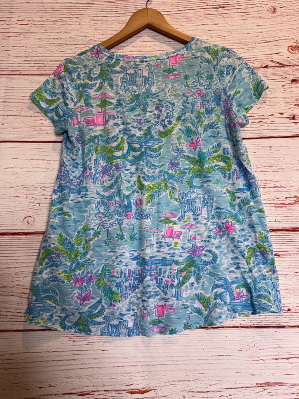 Lilly Pulitzer Etta V Neck Top in What a Lovely Place Multi Sz S - Picture 9 of 9